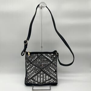 💜 Vintage Punk Rock, Jeweled Evening Bag, Black Crossbody